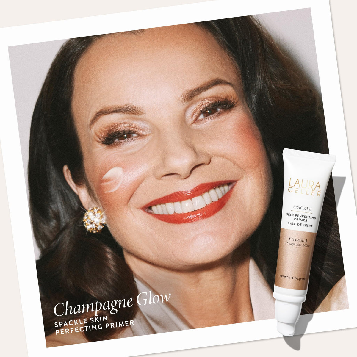 LAURA GELLER NEW YORK Spackle Primer - Champagne Glow - Super-Size 2 Fl Oz - Hyaluronic Acid Makeup Primer for Mature Skin