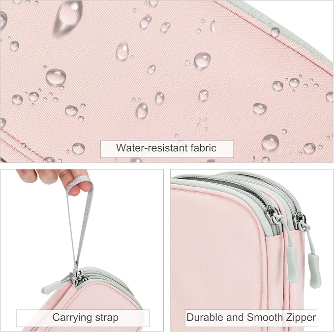 FYY Electronic Organizer, Travel Cable Organizer Bag Pouch Electronic Accessories Carry Case Portable Waterproof Double Layers All-in-One Storage Bag for Cable, Cord, Phone, Earphone-Light Pink