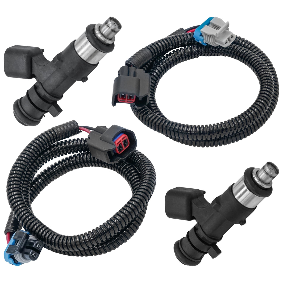 Caltric 2 Fuel Injector Gray Black Plug Pto Mag Compatible with Polaris Ranger 800 4X4 6X6 2011-2017