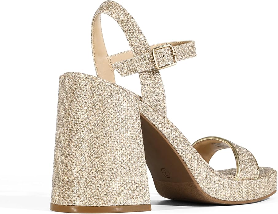 DREAM PAIRS Heels for Women Block Chunky Platform High Heels Open Toe Fashion Wedding Party Evening Prom Dance Ankle Strap Dress Pump Sandals Shoes
