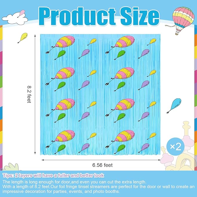 4 Pack Oh The Places You' ll Go Party Backdrop Decoration 3.2ft X 8.2ft Graduation Fringe Curtains for Kindergarten Preschool Graduation Party Decor Supplies