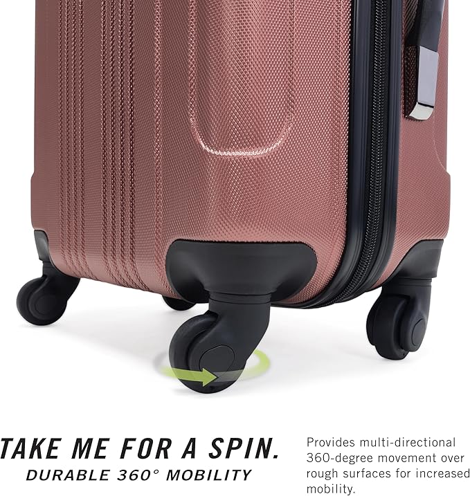 Kenneth Cole REACTION Out of Bounds Lightweight Hardshell 4-Wheel Spinner Luggage, Rose Gold, 3-Piece Set (20", 24", & 28")