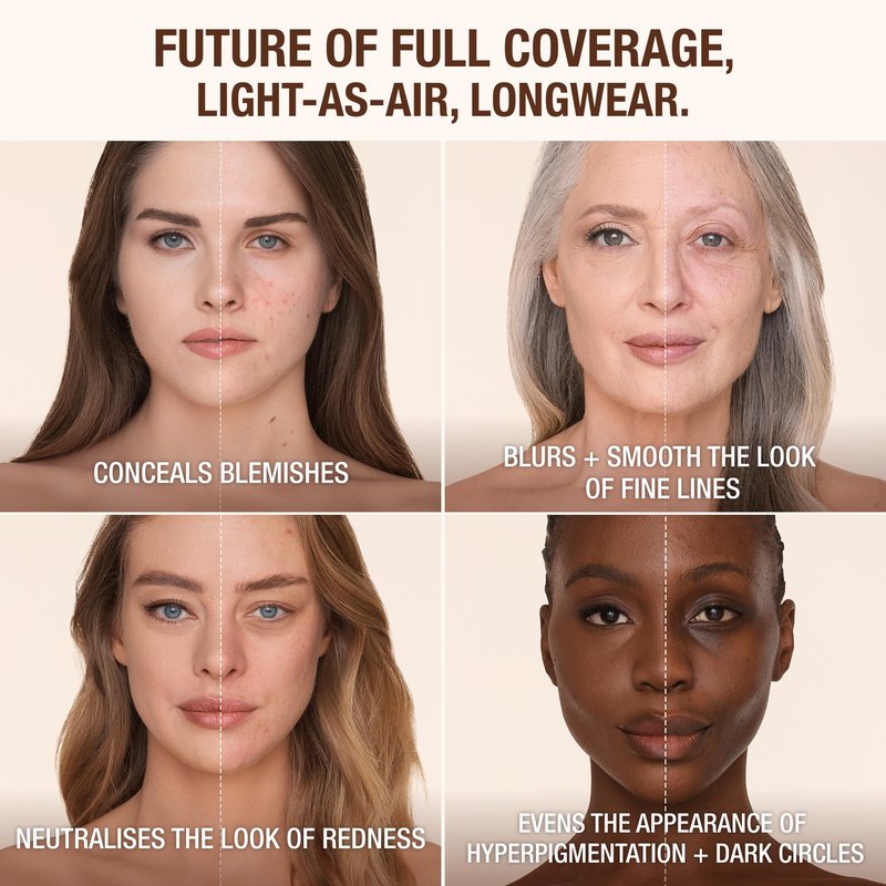 Charlotte Tilbury Airbrush Flawless Matte Foundation - Full Coverage Liquid Makeup with a Natural-Matte Finish - Smoothes & Blurs Pores - Waterproof & Transfer Resistant - 5 Warm