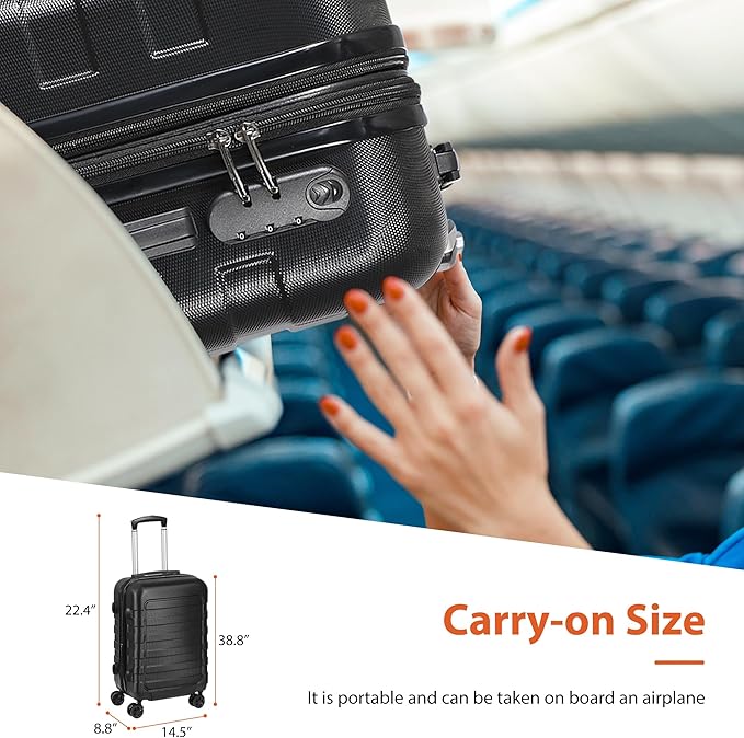 LEMY 21" Carry On Luggage,Hardside Expandable Suitcase with 360° Spinner Wheels,TSA Lock and Scratch Resistant Shell,Airline Approved for Overhead Bin