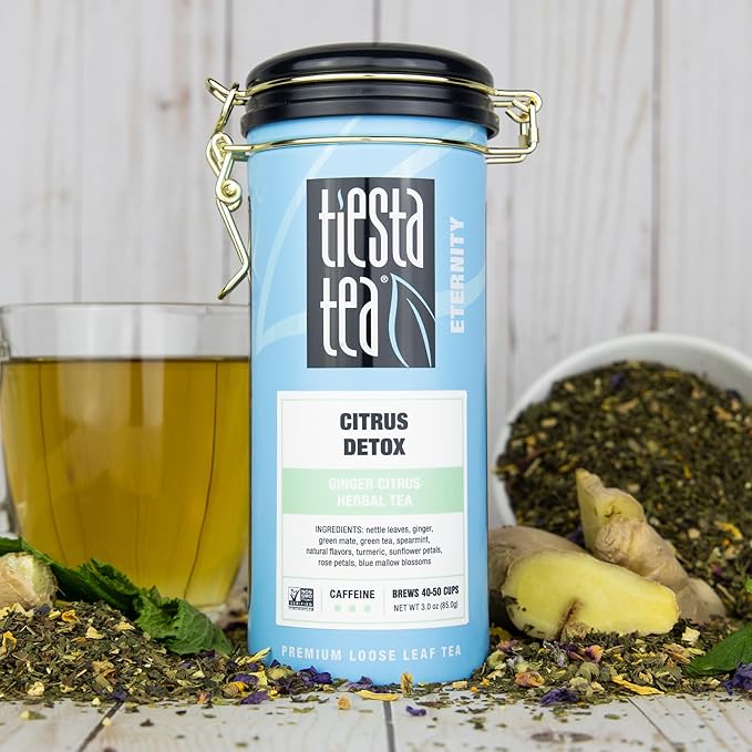Tiesta Tea - Ginger Citrus Herbal Loose Leaf Tea, Lemon Ginger with Mint and Chamomile, Caffeine-Free, Hot or Iced, Refillable Tin, Makes Up to 50 Cups, 3 Ounce