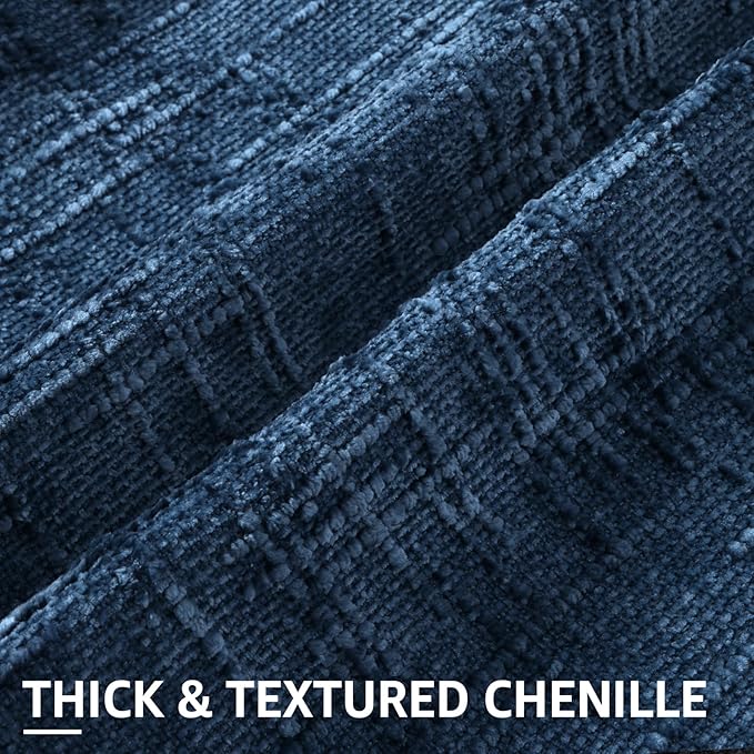 decorUhome Navy Blue Chenille Throw Pillow Covers 24x24 Set of 2 Thick Textured Slubby Couch Pillow Covers Farmhouse Accent Modern Neutral Decorative Pillow Cases for Bed Sofa Living Room