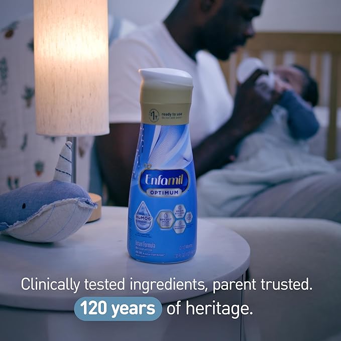 Enfamil Optimum Baby Formula, Our Closest Formula to Breast Milk, Brain Building DHA, Dual Prebiotics, Infant Formula Ready-to-Feed, Baby Milk, 32 oz RTU (Pack of 4)