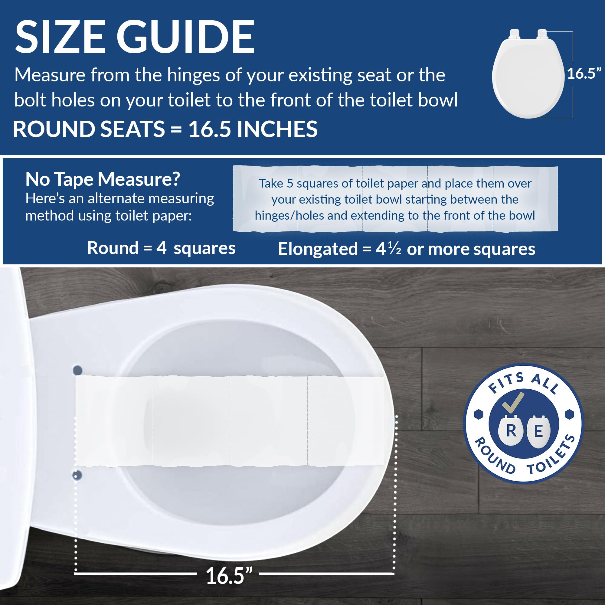 Mayfair Padded Toilet Seat, Cushioned Soft Vinyl over Wood Core Seat, Secure Hinges, Easy Clean, Made in USA, Round, White