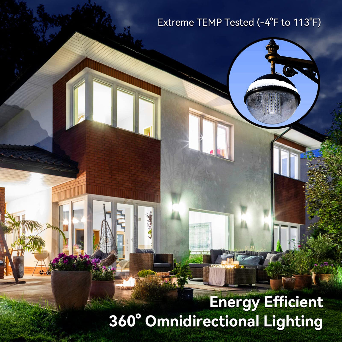 FanNicoo 2 Pack 500W Equivalent LED Corn Light Bulb 5500 Lumen 6500K 60W Large Area Cool Daylight White E26/E27 Medium Base for Outdoor Indoor Garage Warehouse Factory Workshop Street Backyard