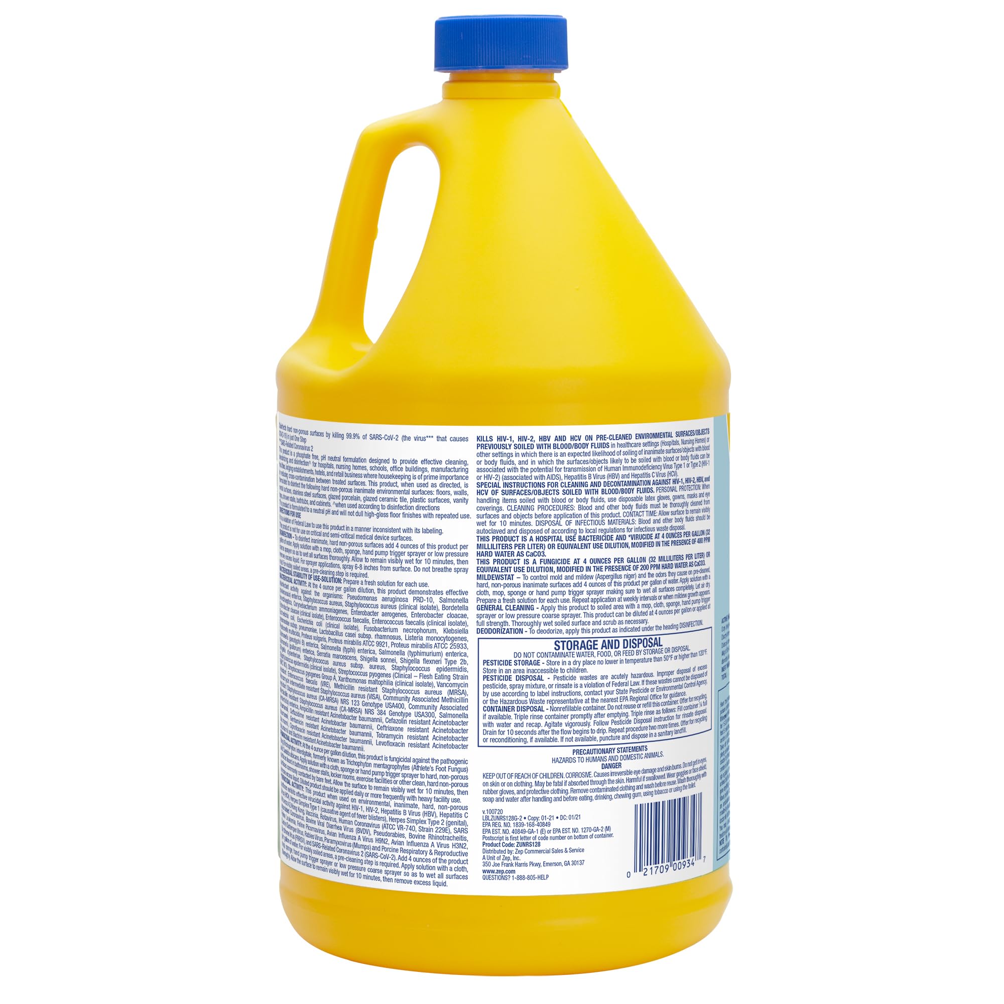 Zep No Rinse Floor Disinfectant, Blue (ZUNRS128)