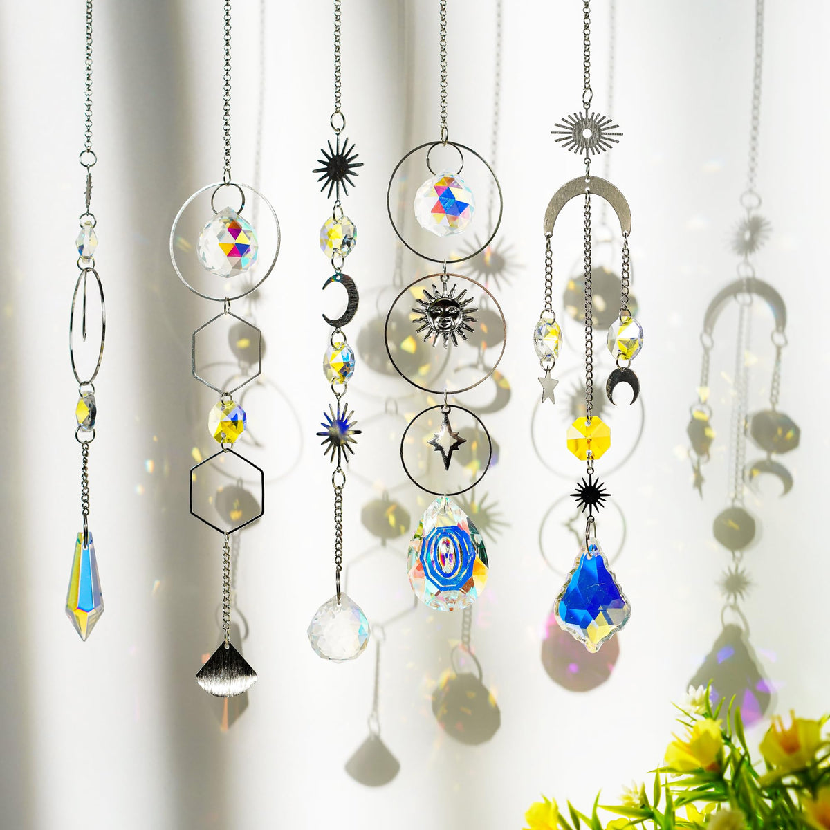 215pcs Crystal Suncatcher Craft Kit Rainbow Prisms Beads DIY Window Decor