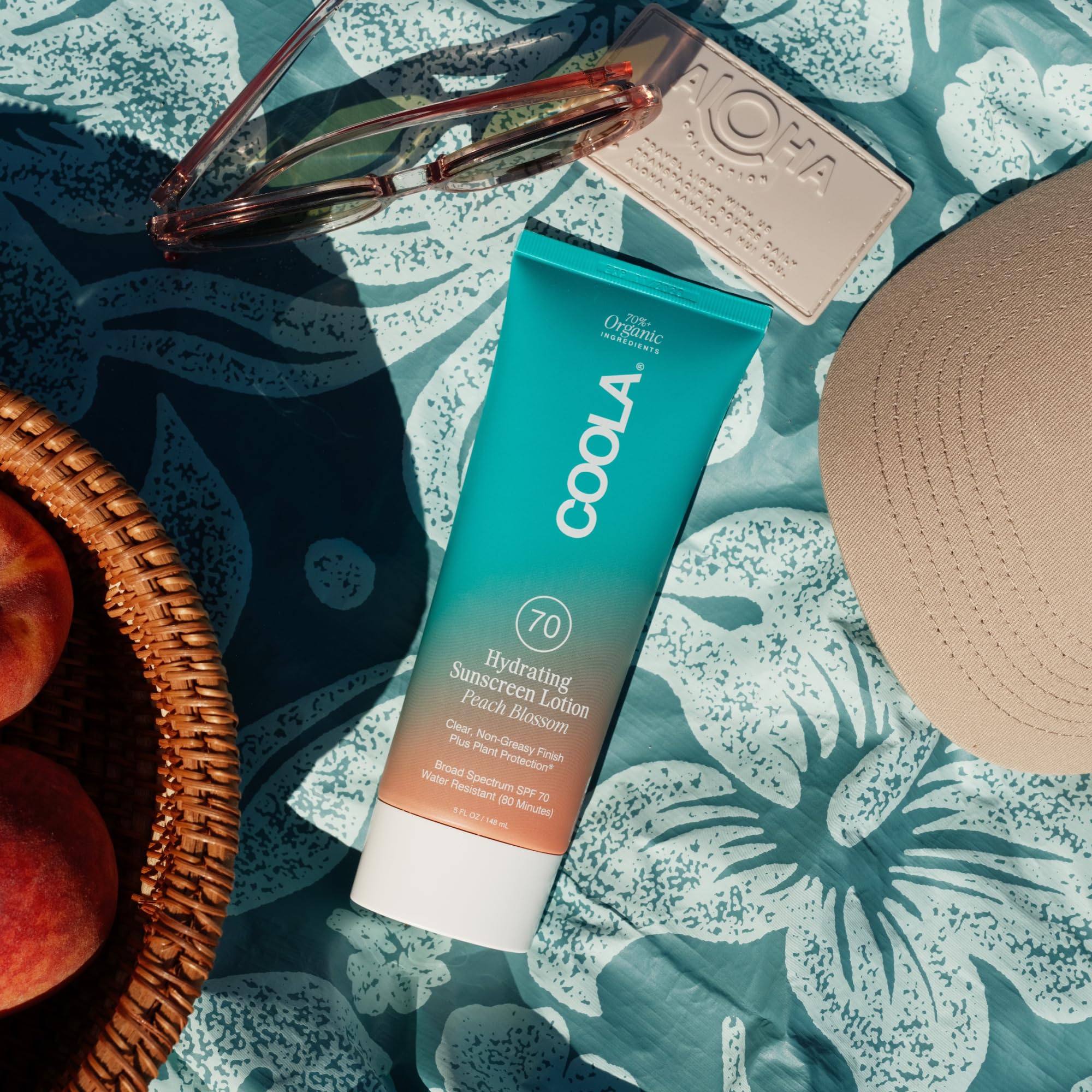 COOLA Organic Sunscreen SPF 70 Sunblock Body Lotion, Dermatologist Tested Skin Care for Daily Protection, Vegan and Gluten Free, Peach Blossom, 5 Fl Oz