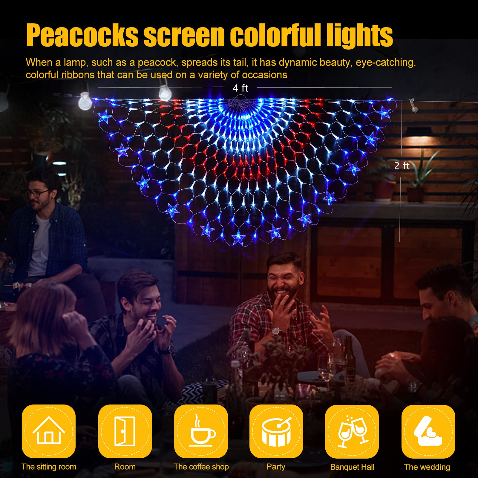 DDMY American Flag Lights 4th of July Lights with 243 Super Bright LEDs Waterproof Patriotic Flag Net Light of The United States for Memorial Day/4th of July Independence Day/Yard/Garden Decor