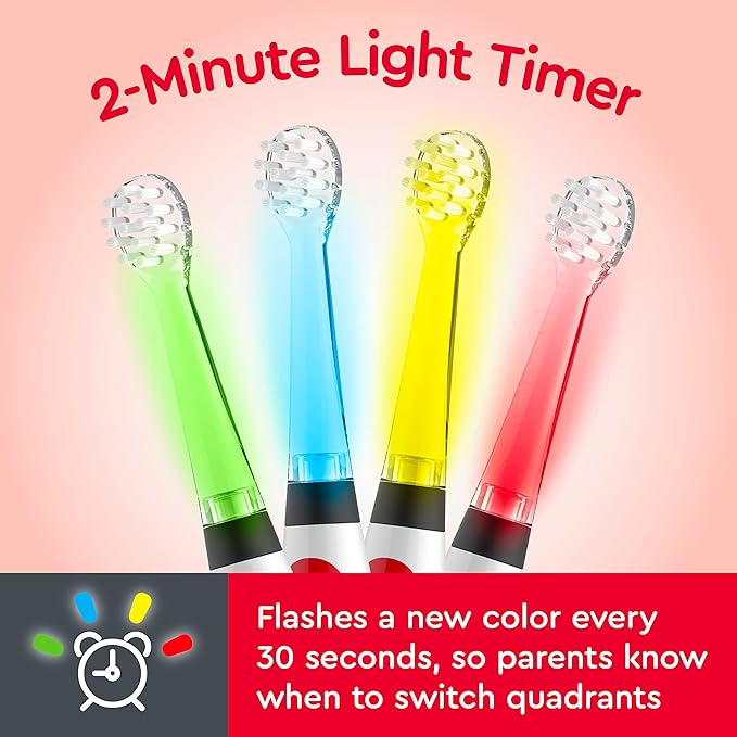 Brusheez Little Toddlers’ Sonic Toothbrush - Safe & Gentle Toothbrush for Ages 1-3 with Built-in, Light-Up 2-Minute Timer, Extra Brush Head, & Storage Base for First-Time Brushers (Spotty The Puppy)