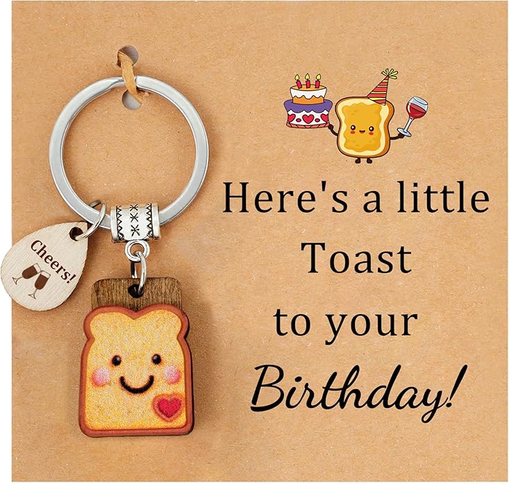 Cute Toast Keychain for Girls, New Beginnings Gifts for Best Friend as Next Chapter Stuff, Cute Love Engagement Housewarming Birthday New Job Gifts for Coworker Couple Bestie Sister Parents