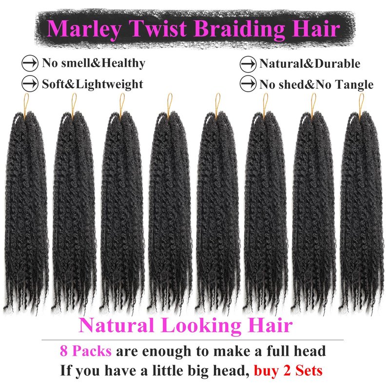 XSASLYET Marley Twist BraidIng Hair, Cuban Twist, 24 In,8 Packs,33/27