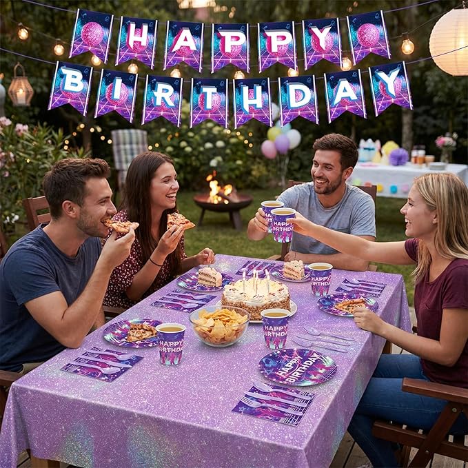 177 Pcs Birthday Party Supplies Set for 25, Music Theme Tableware with Banner and Tablecloth, 25 Plates, Dessert Plates, Cups, Napkins, Knives, Forks, Spoons, Concert Party Decor