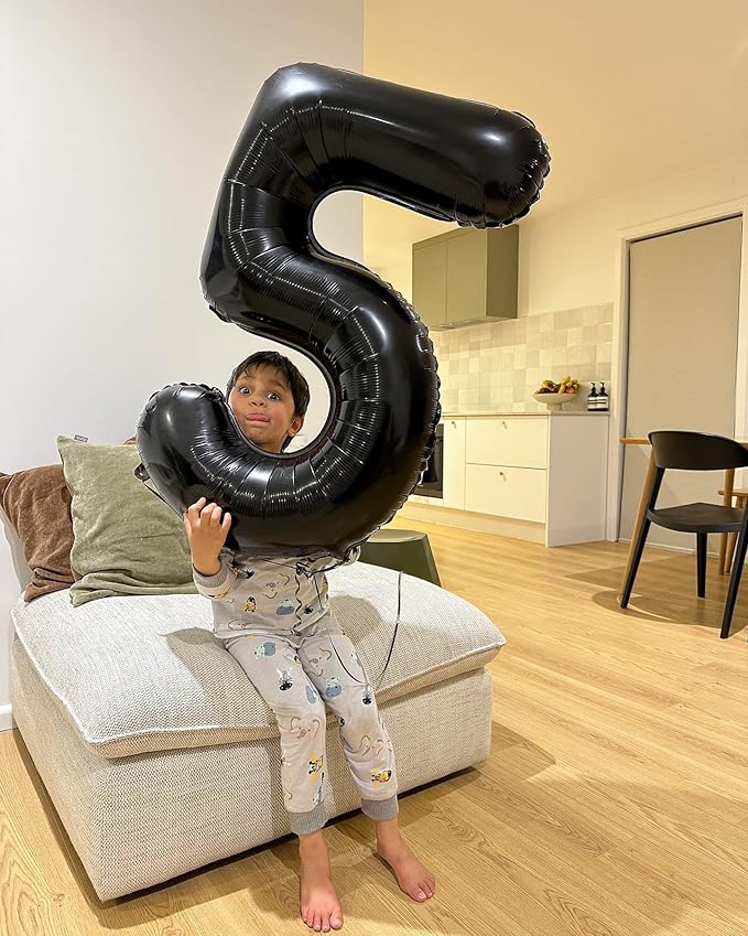 Black Number 9 Balloon 40 Inch, 9 Balloon Number, 9th Birthday Decorations, Black Party Supplies for Boys Girls