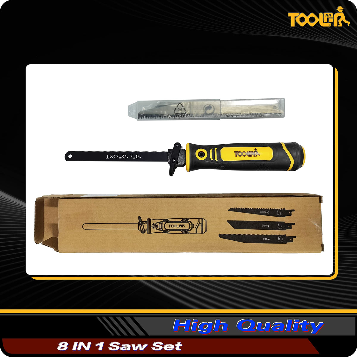 8-In-1 Multi Blades Hand Saw, Drywall Cutter. Hacksaw. Long Blade Hand Saw, Jab Saw, For Cutting Drywall, Sheetrock, Wood, Metel, Plastic, Plywood. Blade Quick Change Mechanism.
