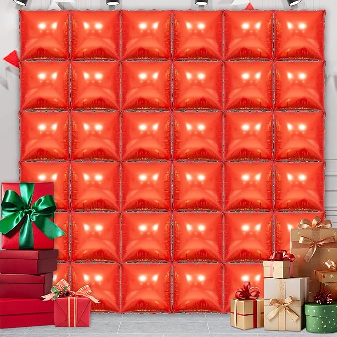 36 Piece XL Red Square Balloon Wall Screen Double Sided Square Balloon Screen Tunnel Arch Kit Mylar Square Balloons For Baby Shower Graduation Prom Birthday Party Decorations