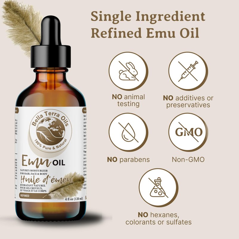 Bella Terra Oils - Emu Oil 8 oz - Celebrate the Australian Emu Heritage, Enveloped in Vitamin-rich Goodness, A Touch of Elegance for Skin
