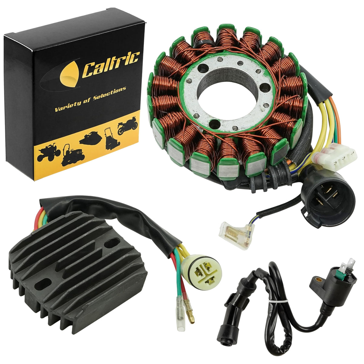 Caltric Stator & Caltric Regulator Rectifier Compatible With Honda Trx300Ex Sportrax 300Ex 93-06 & Ignition Coil