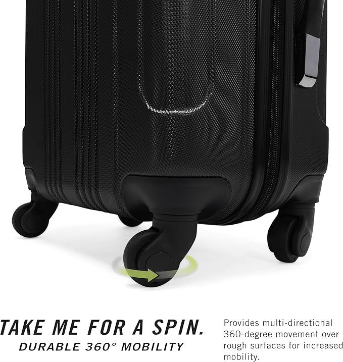 Kenneth Cole REACTION Out of Bounds Lightweight Hardshell 4-Wheel Spinner Luggage, Midnight Black, 2-Piece Set (20" & 28")