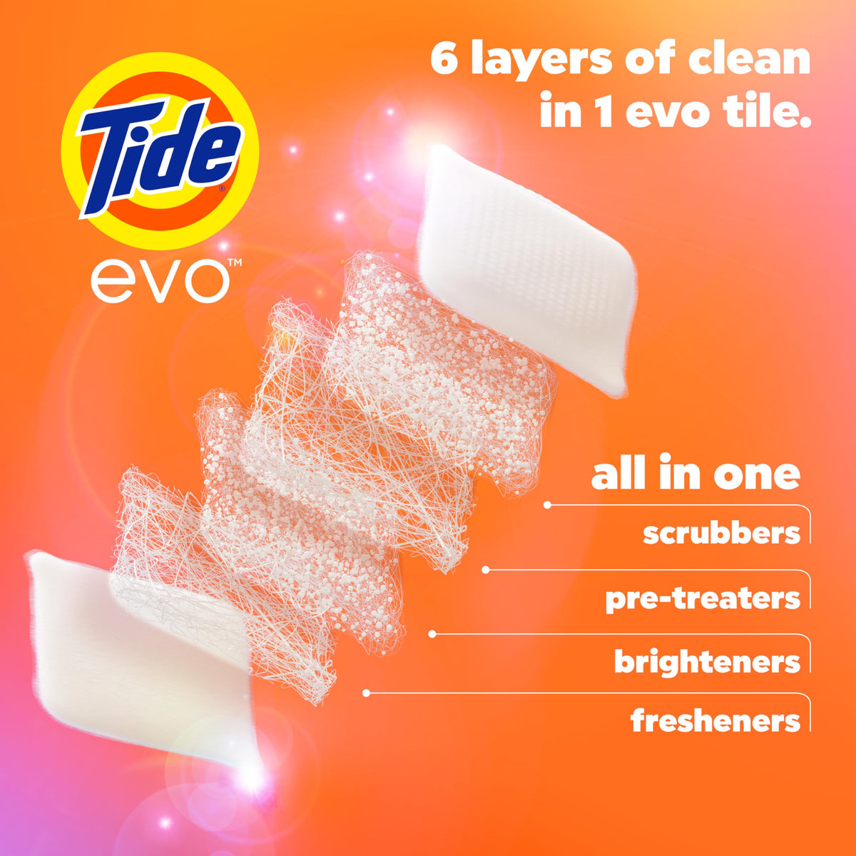 Tide evo Laundry Detergent Spring Blast Scent Works on 100% of Common Stains Concentrated Travel Detergent HE Compatible and Instant Dissolve Fights Stains Better than Leading Detergent Sheet 42 Count