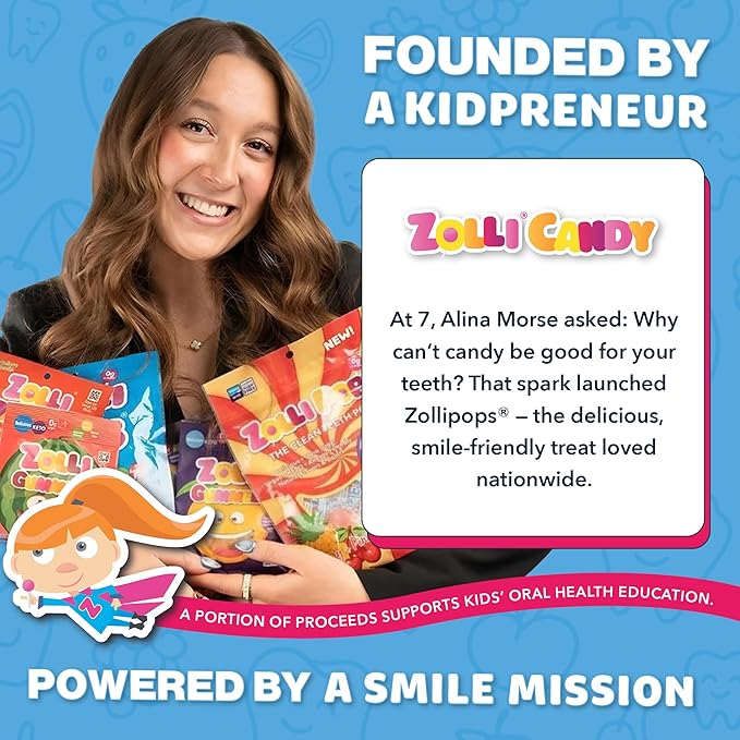 Zollipops Clean Teeth Pops Sugar Free Candy with Xylitol, Dye-Free Lollipops - Keto & Diabetic-Friendly, Dentist-Approved Treats for Kids (Peppermint 5.2 oz)