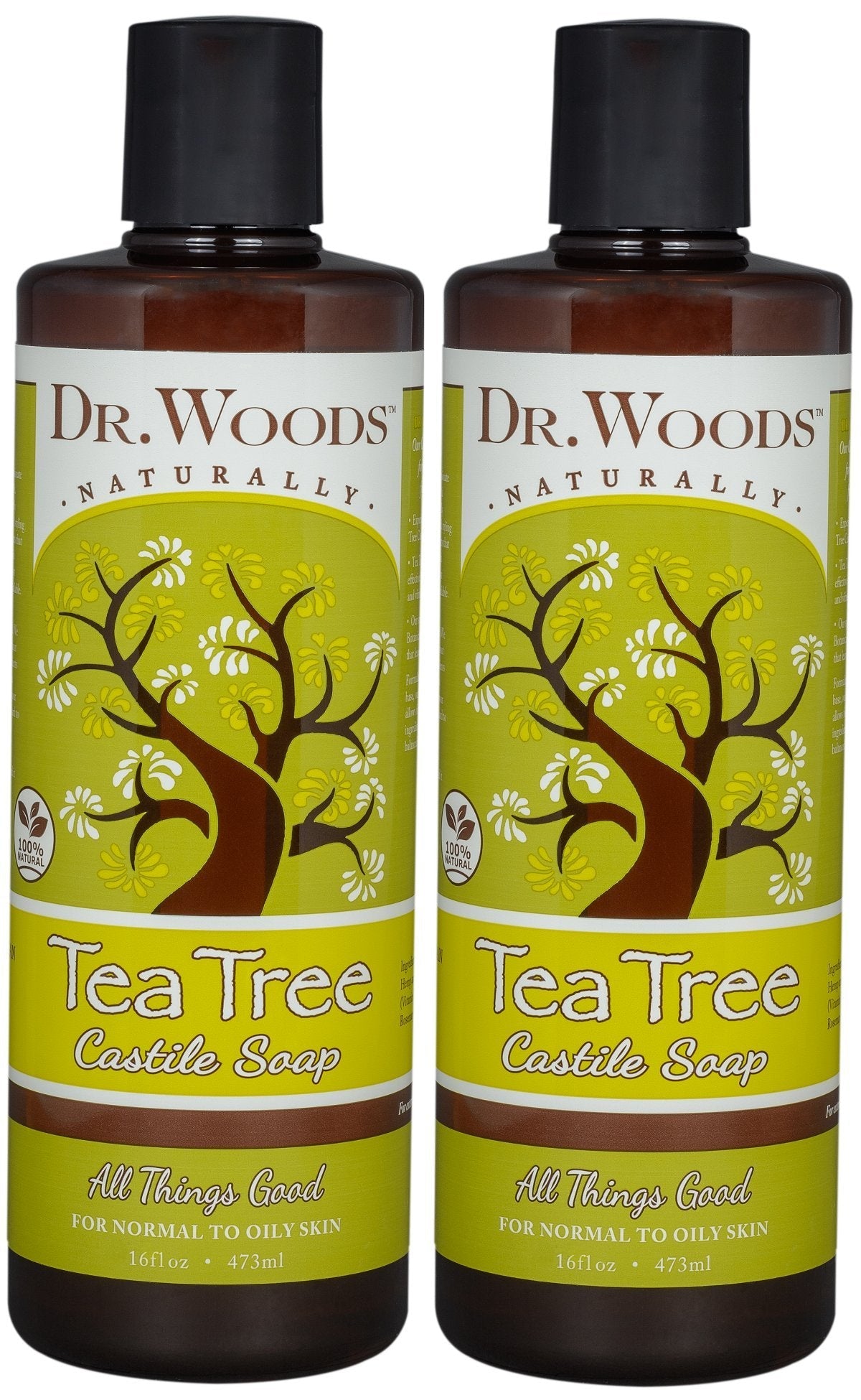 Dr. Woods Tea Tree Liquid Castile Soap - Natural Castile Soap with Organic Shea Butter for Body, Hands, and Face, for Men and Women - 16 Fl Oz, Pack of 2