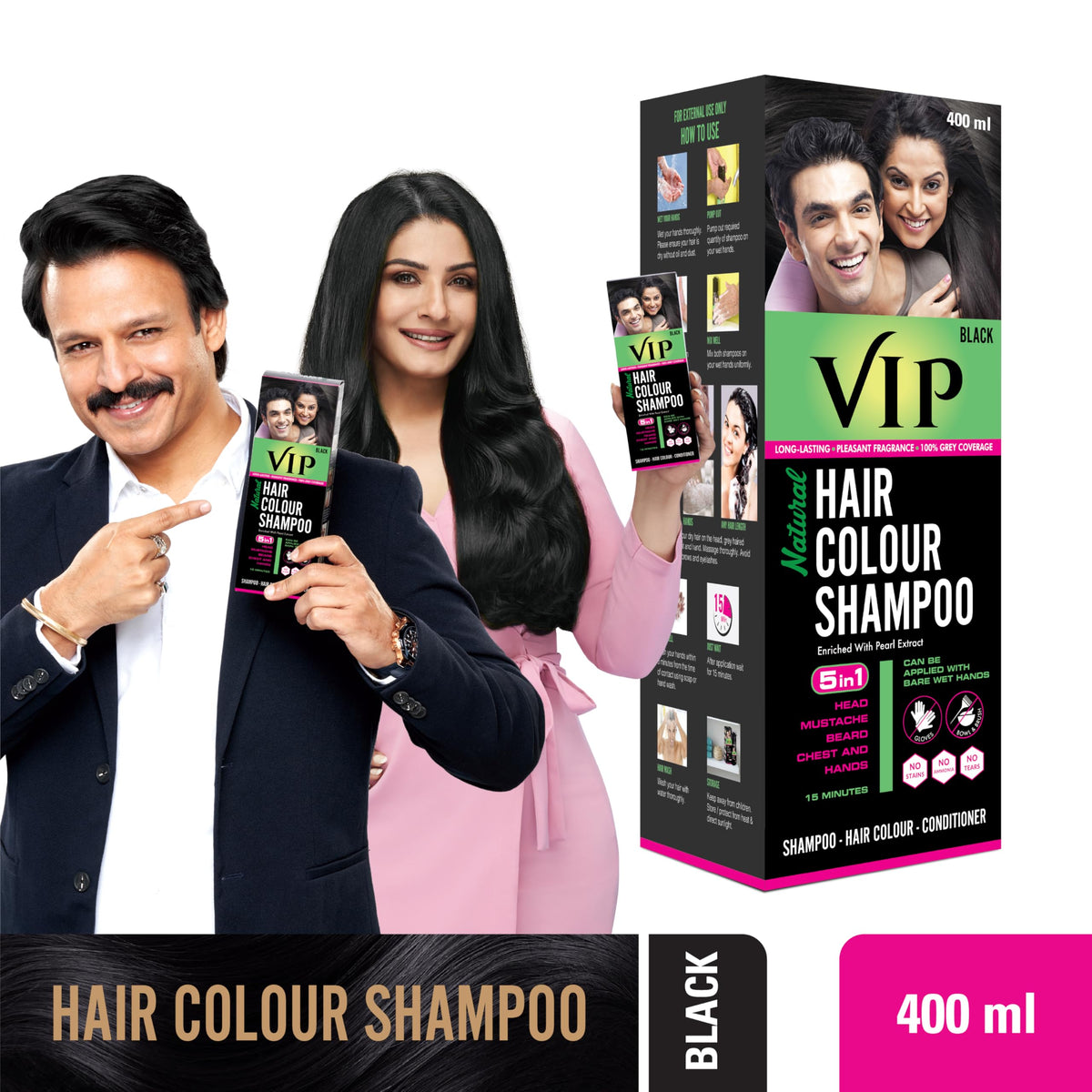 VIP Hair Color Shampoo, 400ml