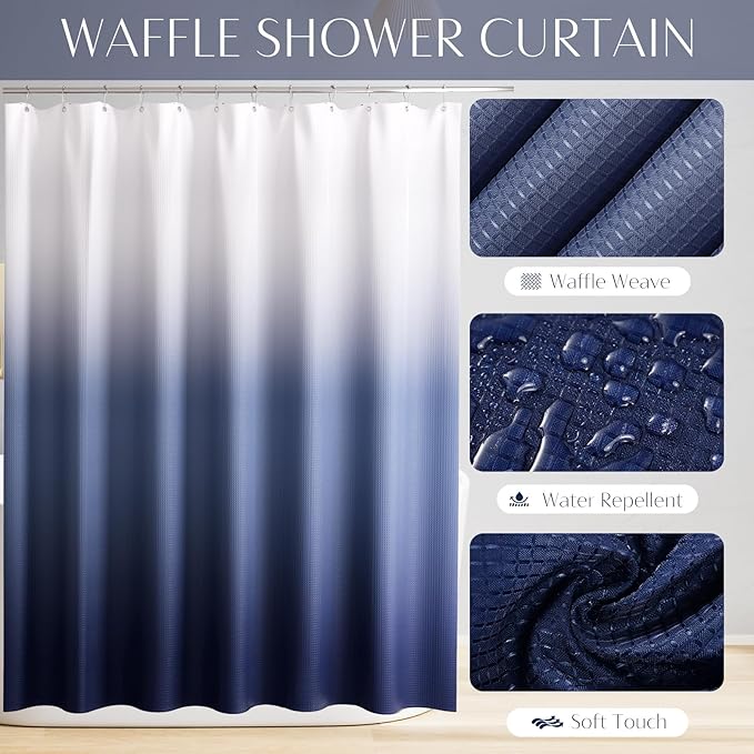 32PCS Bathroom Accessories Set Bathroom Set,Navy Blue Shower Curtain Set,Bath Towel Set,Hand Towel,Toilet Brush,Trash Can & 3PCS Soap Dispenser