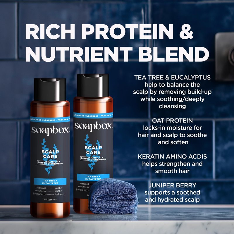 Soapbox Men's 2-in-1 Shampoo and Conditioner Variety Pack, 1 Scalp Care & 1 Thick & Full - Clean Ingredients Free of Harsh Chemicals, Sulfates, Parabens & Silicones - 2 Pack