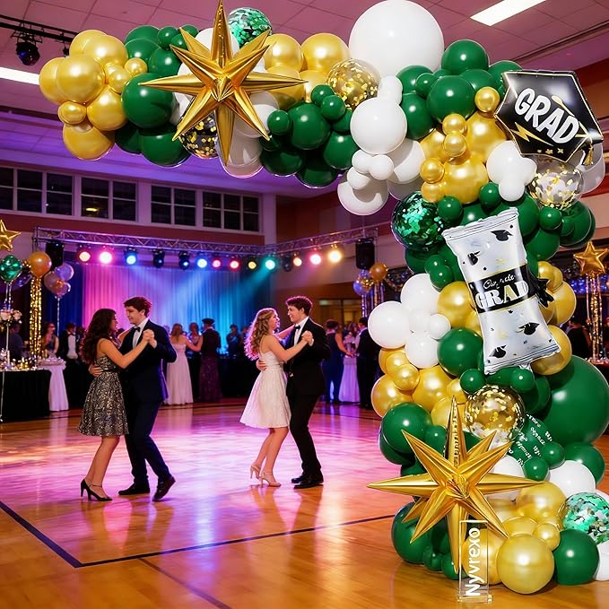 Class of 2026 Graduation Balloon Garland Arch Kit, 139Pcs Green Gold White Graduation Party Decorations, Graduation Backdrop for Party, Congrats Balloons, Graduation Decor for Ceremony & Celebration