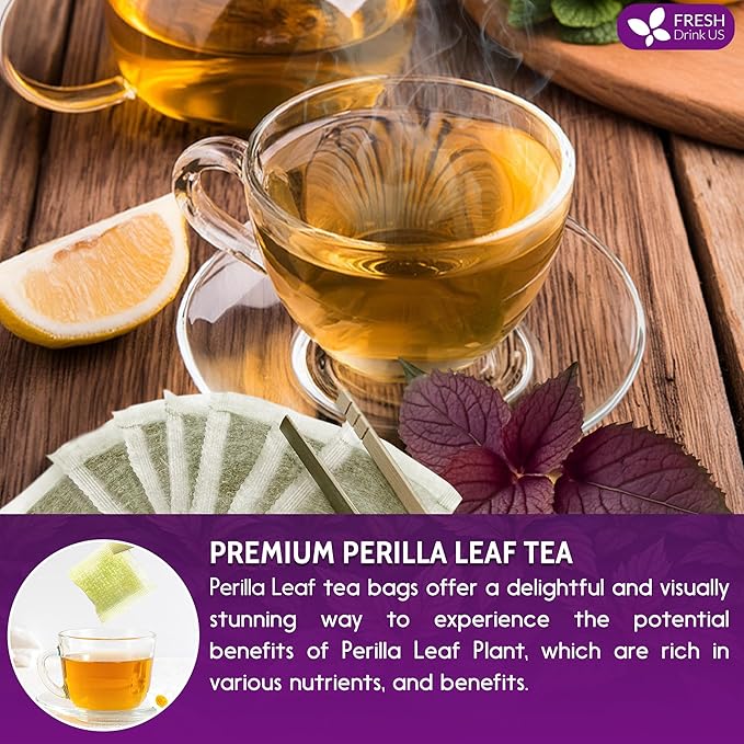FreshDrinkUS, Premium Perilla Leaf Tea – 75 Tea Bags | 100% Pure Perilla Leaves | Caffeine-Free, Non-GMO, Natural Packaging | Herbal Tea Bags for Daily Enjoyment. Gluten-Free. Sugar-Free. Vegan