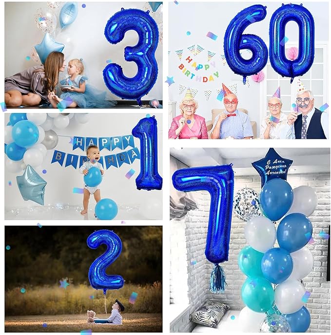 40 inch Navy Blue Number Balloon Dark Blue 3 Balloons Giant Foil Helium Balloons Blue Number 3 Balloon for 3rd Birthday Party Decorations