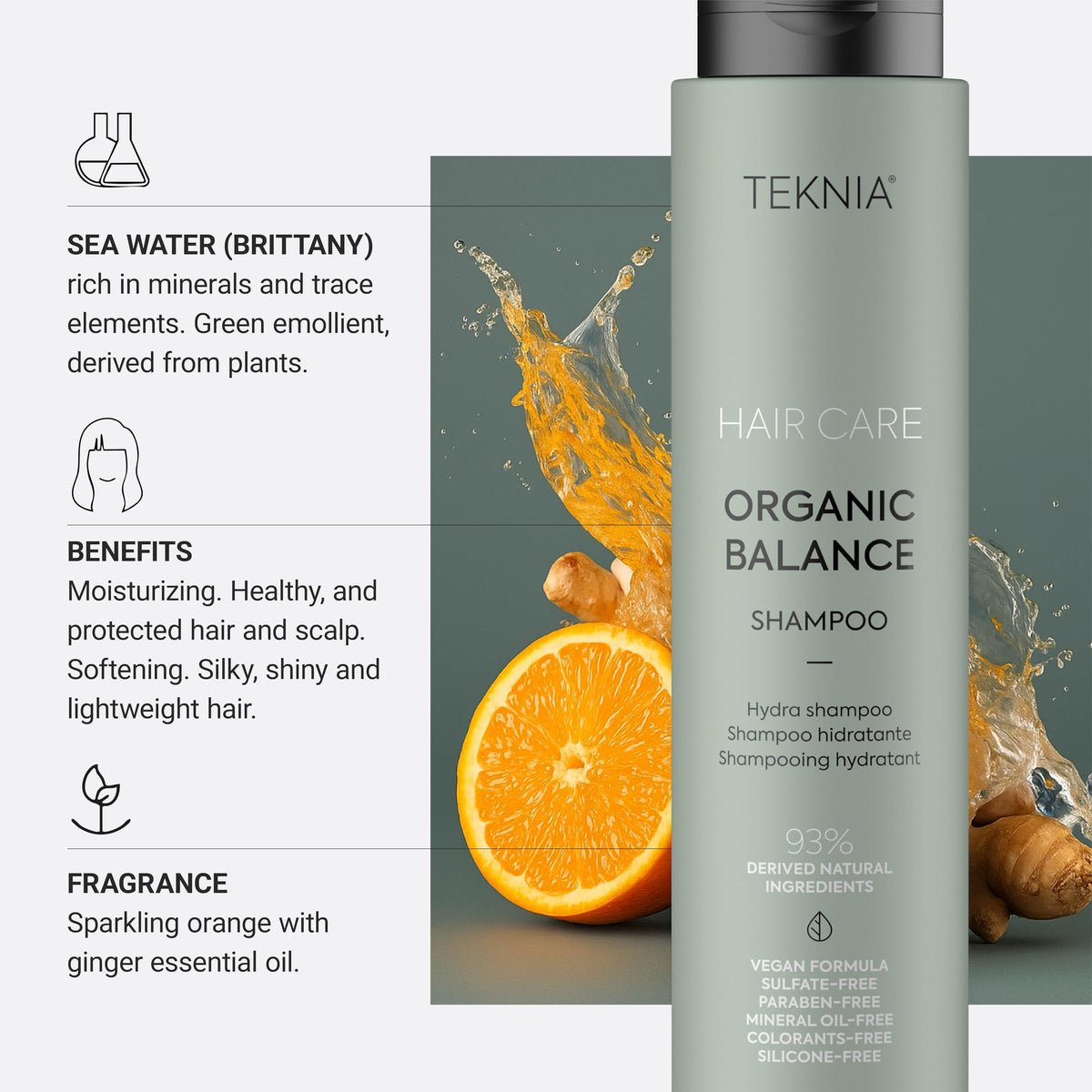 LAKMÉ Teknia Organic Balance Shampoo, Hydrating Shampoo, Hydration for Scalp and Hair, 10.2 Fl Oz