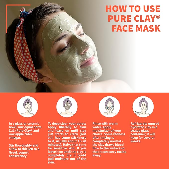 Calcium Bentonite Clay Face Mask, Hydrating Montmorillonite Clay Mask for Face, Deep Pore Cleansing Bentonite Clay Mask for Facial Skincare