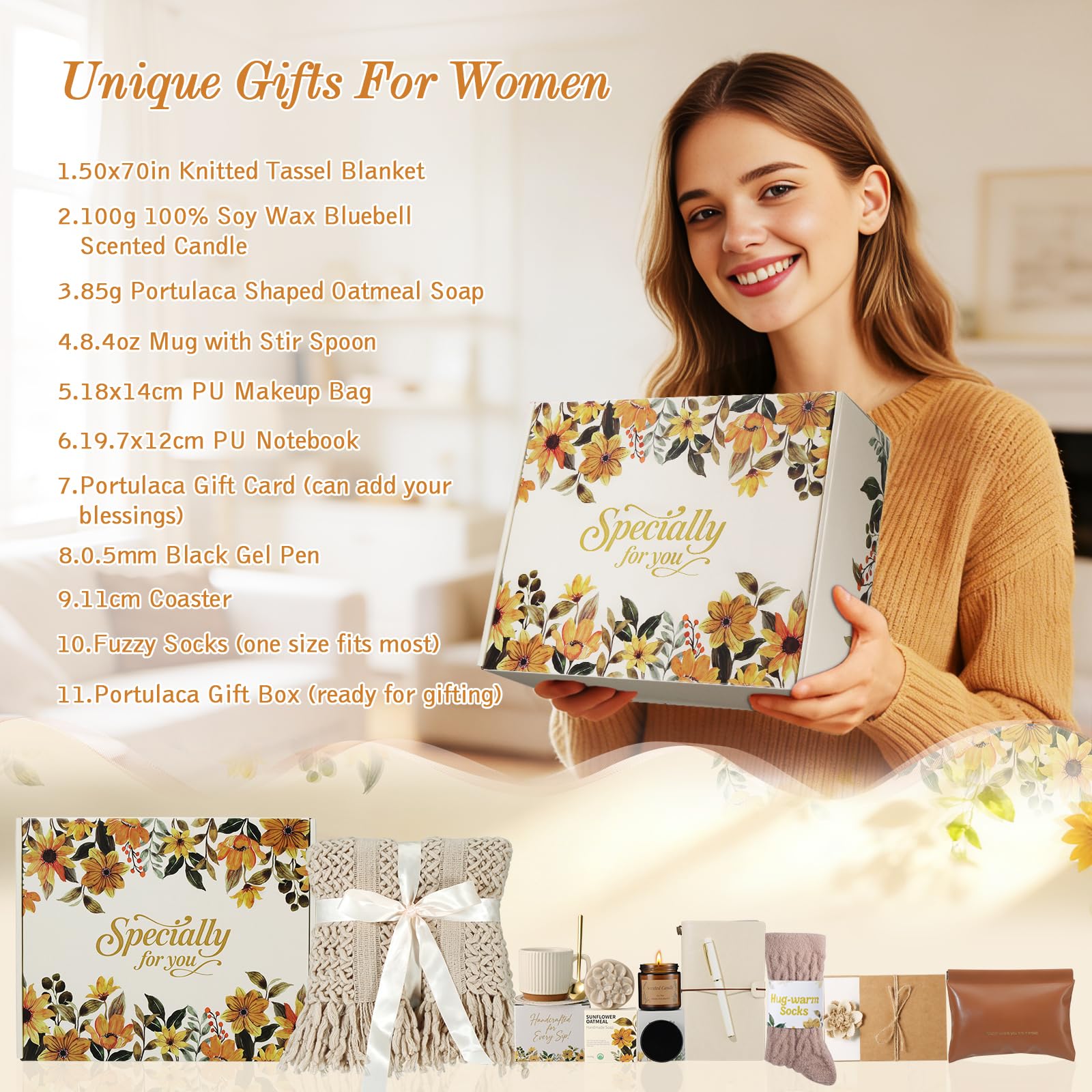 Get Well Gifts Box for Women Self Care Gift - Birthday Gifts for Women Mom Friend, Get Well Soon Gift Baskets for Women Care Package, Thinking of You Thank You Appreciation Gifts for Her Teacher