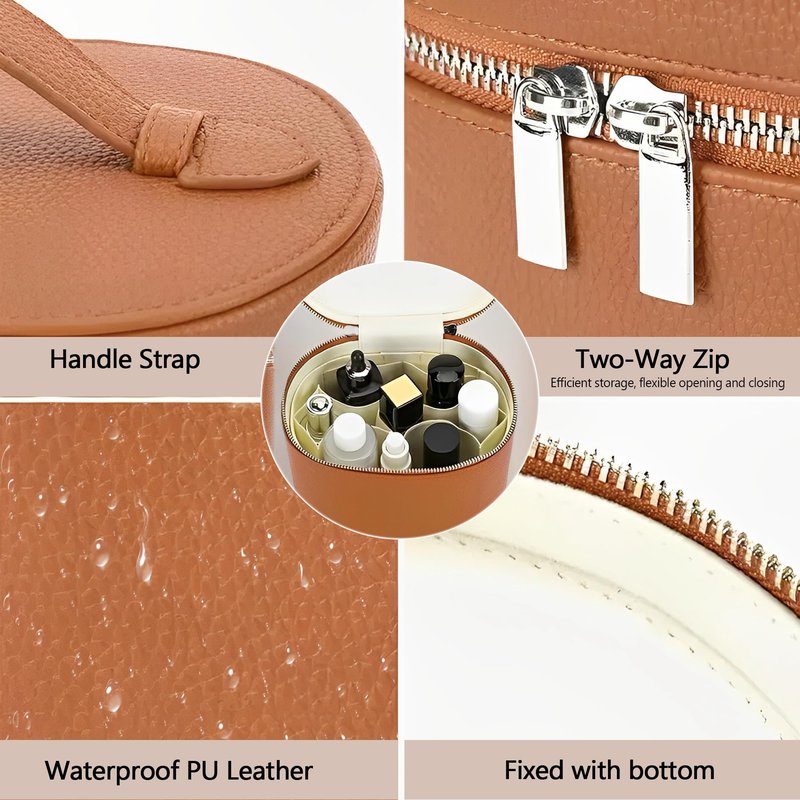 OTozuo Upgrade Makeup Bag Travel Toiletry Bag Portable Cosmetic Makeup Organizer Bag Detachable Compartments (Brown-retro vibes style)
