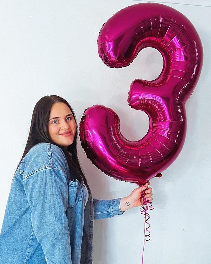 Hot Pink Number 4 Balloon 40 Inch, 4 Balloon Number, 4th Birthday Decorations, Hot Pink Party Supplies for Boys Girls