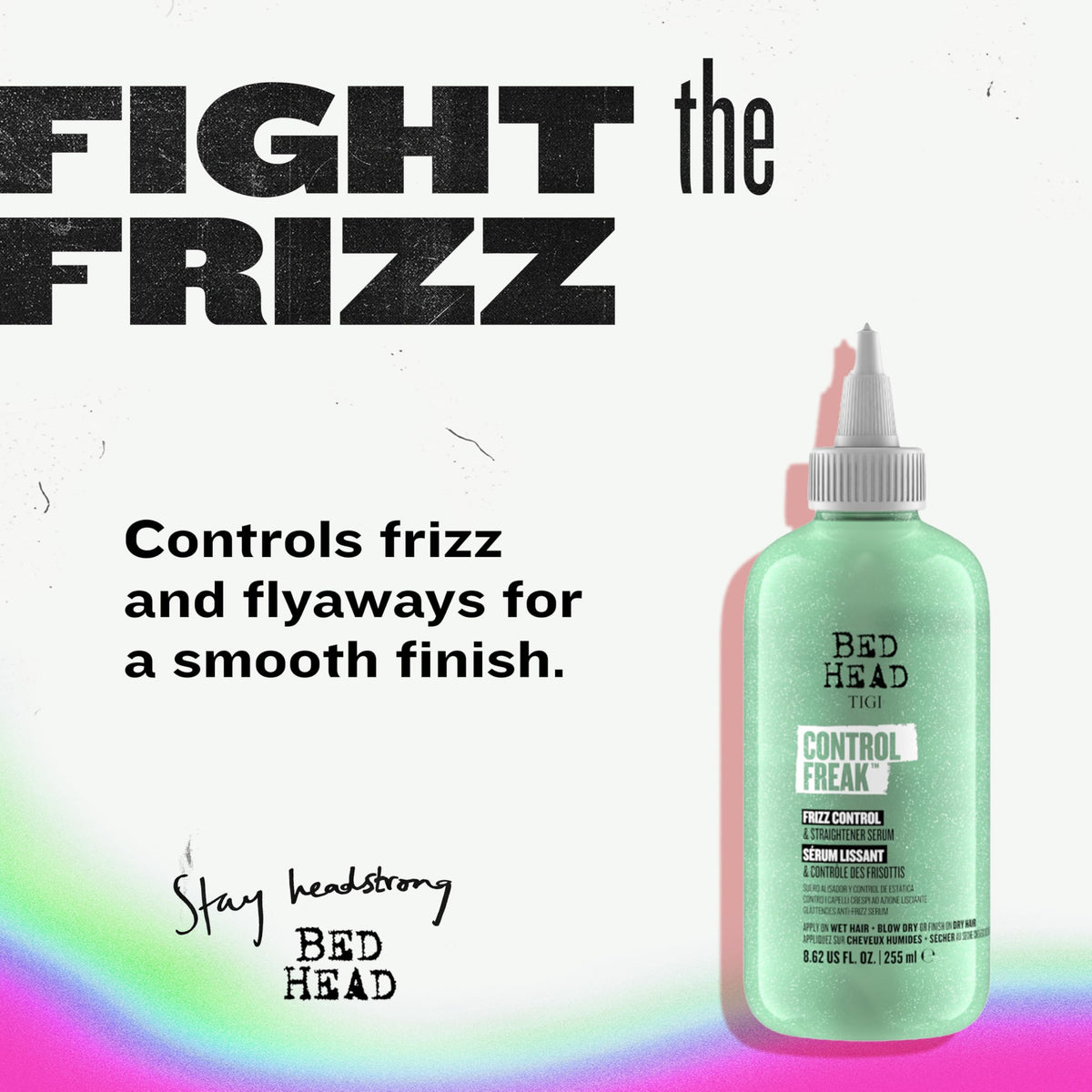 TIGI Hair Serum For Curly or Frizzy Hair Control Freak Hair Care and Straightener 8.62 fl oz (Pack of 2)