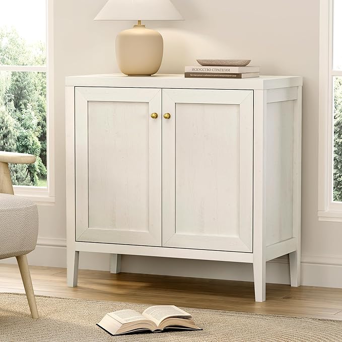 Sideboard Buffet Cabinets with Adjusable Shelves, Farmhouse Storage Cabinet, Credenza, Accent Cabinet, Kitchen Coffee Bar Console Table for Living Dining Room, Antique White