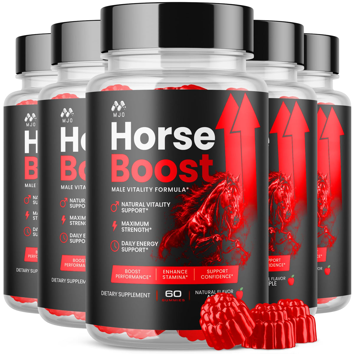 (5 Pack) Horse Boost Gummies for Men, Official Horse Boost Male Performance Support Supplement with All Natural Ingredients, Maximum Strength HorseBoost Advanced Mens Multivitamin Gummy (300 Gummies)