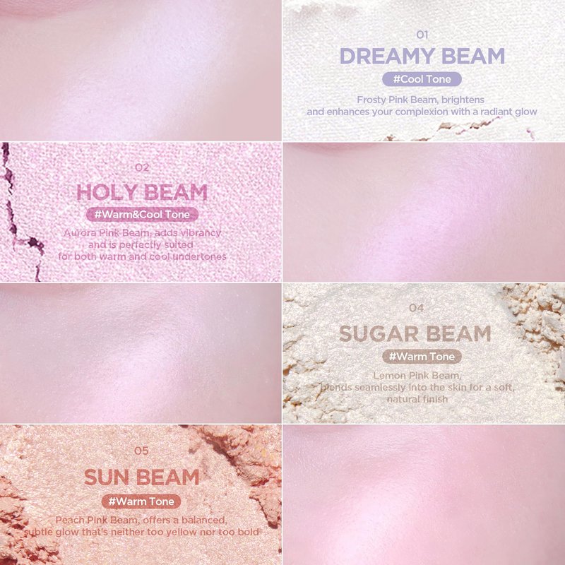 lilybyred Luv Beam Glow Veil | Korean Heart-Shaped Highlighter, Illuminating Shimmer, Radiant Glow, Silky Powder Texture, Buildable & Blendable, Lightweight & Long-Lasting, 0.11 oz. (02 Holy Beam)