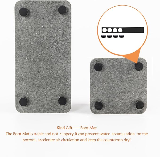 Water Absorbent Stone Tray for Sink, Quick-Drying Diatomite Soap Dish, Modern Home Kitchen & Bathroom, 2pcs 3.15 x 3.15in + 2pcs 6.3 x 3.15in, Grey