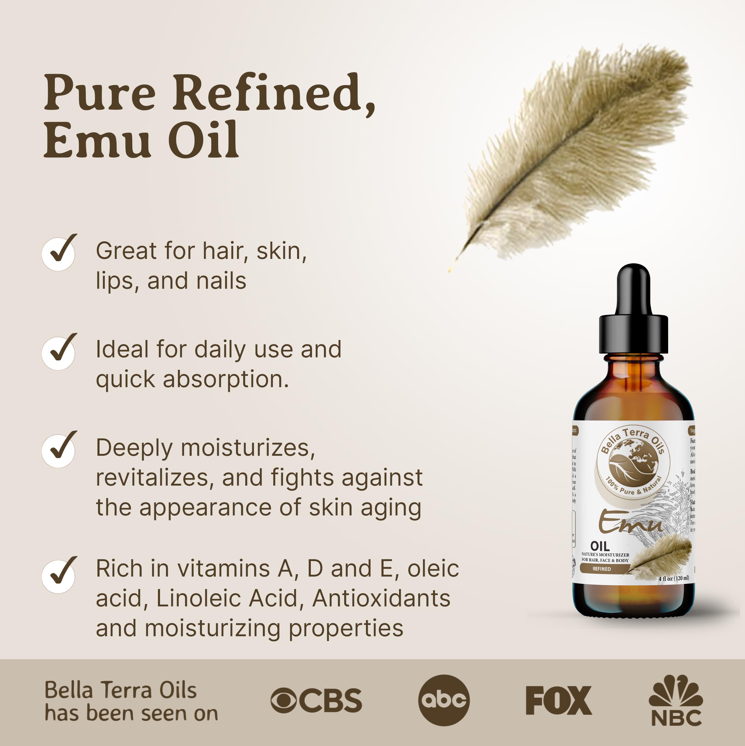 Bella Terra Oils - Emu Oil 16oz - The Ultimate Australian Emu Elixir, Packed with Essential Fatty Acids, Timeless Beauty's Secret Ingredient
