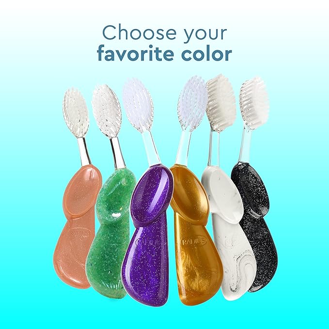 RADIUS Big Brush with Replaceable Head BPA Free & ADA Accepted Toothbrush Designed to Improve Gum Health & Reduce Gum Issues - Right Hand - Purple/Sea Shell/Midnight Sky - Pack of 3