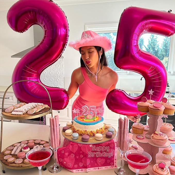 Hot Pink Number 2 Balloon 40 Inch, 2 Balloon Number, 2nd Birthday Decorations for Baby Girls Boys Toddlers