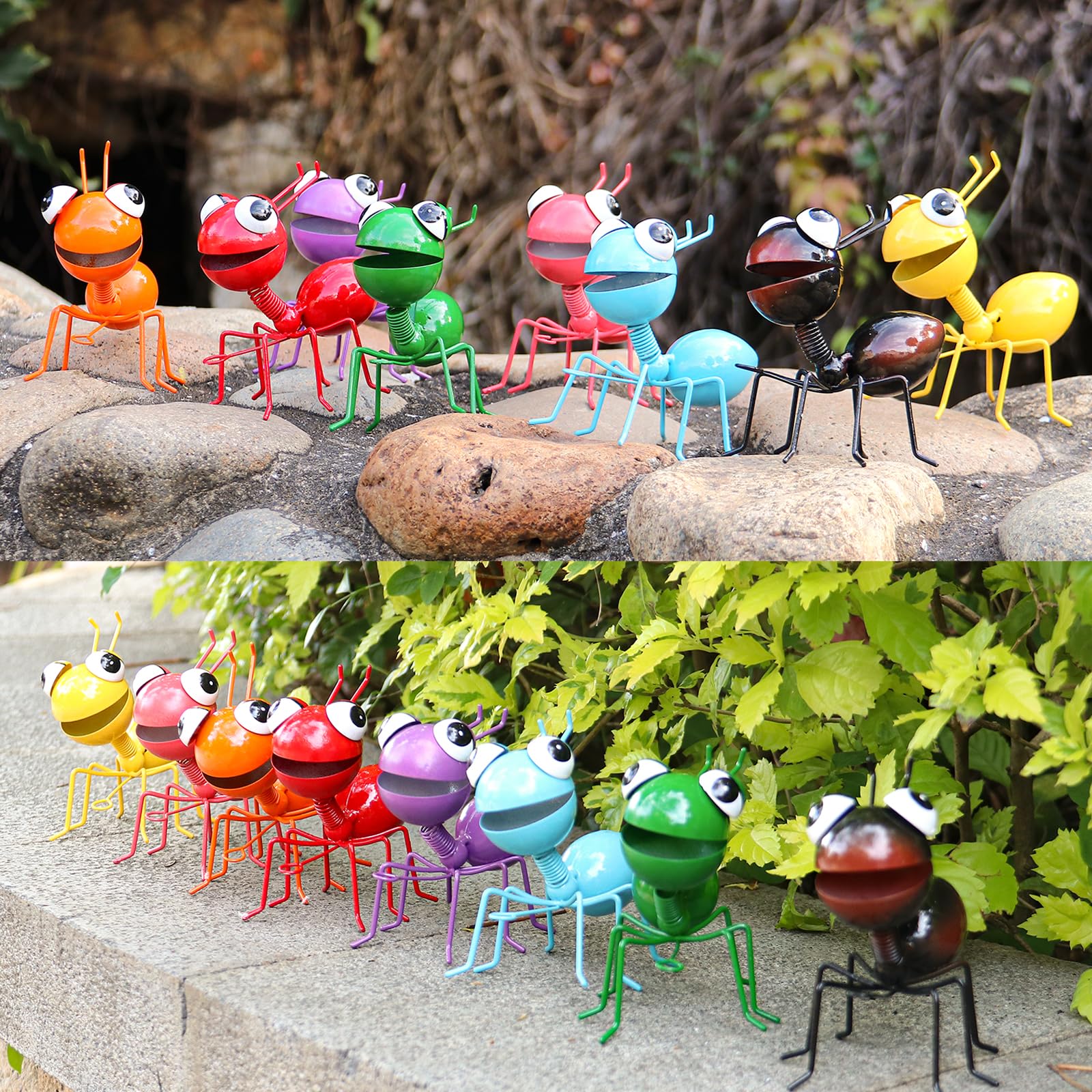 Cruis Cuka Metal Yard Art Garden Decor for Outside Cute Ants Yard Decorations Outdoor Lawn Ornaments Backyard Gifts for Mom - Set of 8